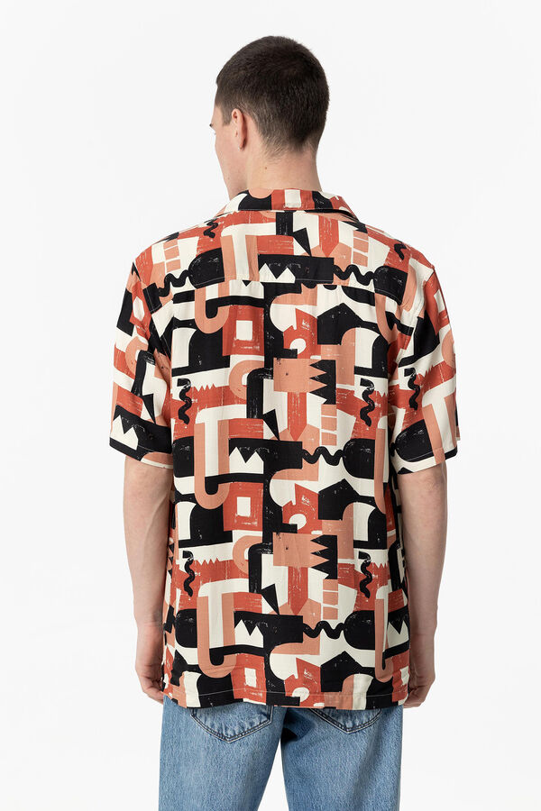 Springfield Relaxed fit printed shirt camel