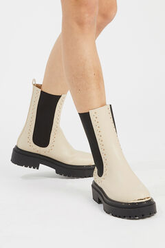 Springfield Chelsea boots with gold studs white