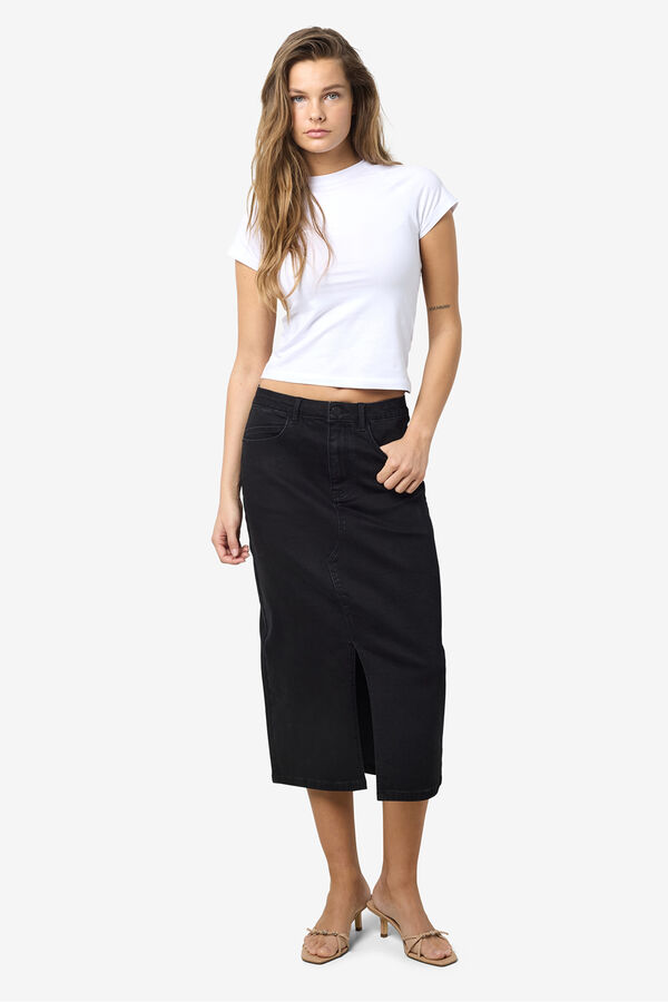 Noisy May Falda midi denim negro