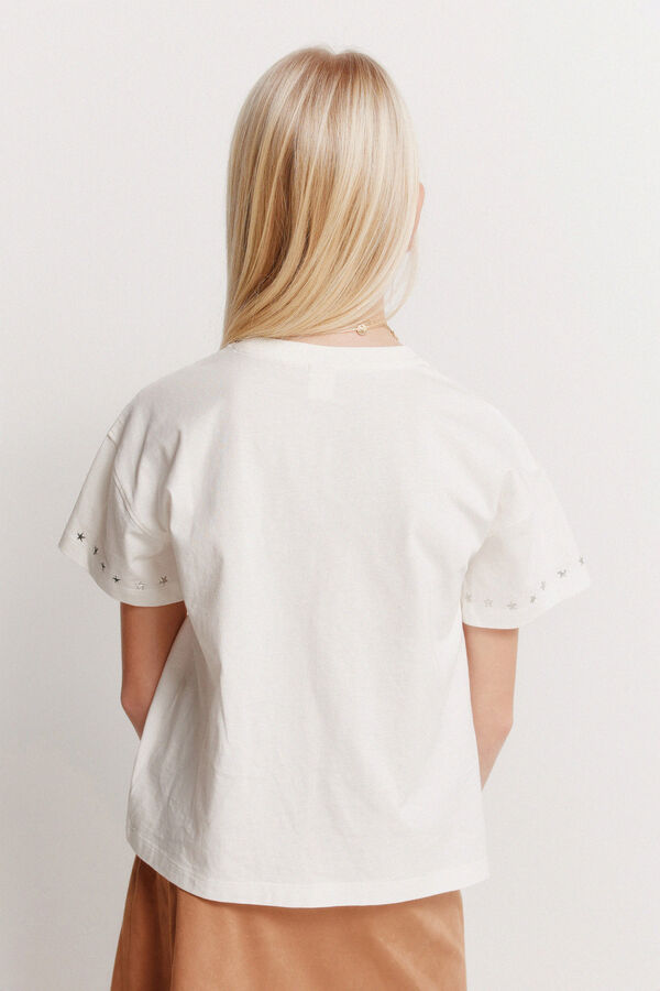 Springfield Kids Majica sa kratkim rukavima sa nitnama za devojčice Bež