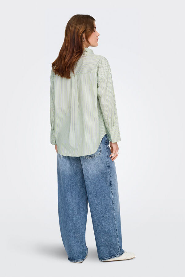 Only Striped long sleeve shirt green