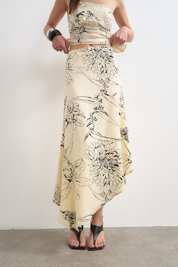 Topshop Printed asymmetric skirt white