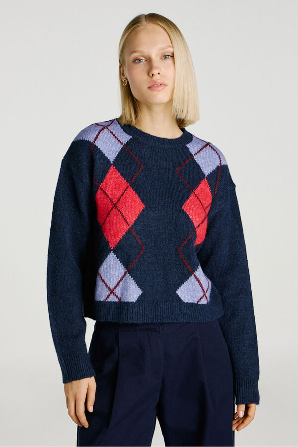 Jack & Jones Jersey de punto rombos azul