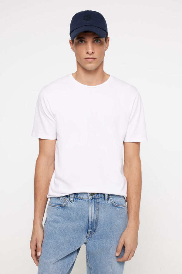 Springfield T-Shirt Rundhalsausschnitt Elasthan Weiß