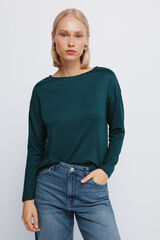 Springfield Studded boat neck T-shirt green