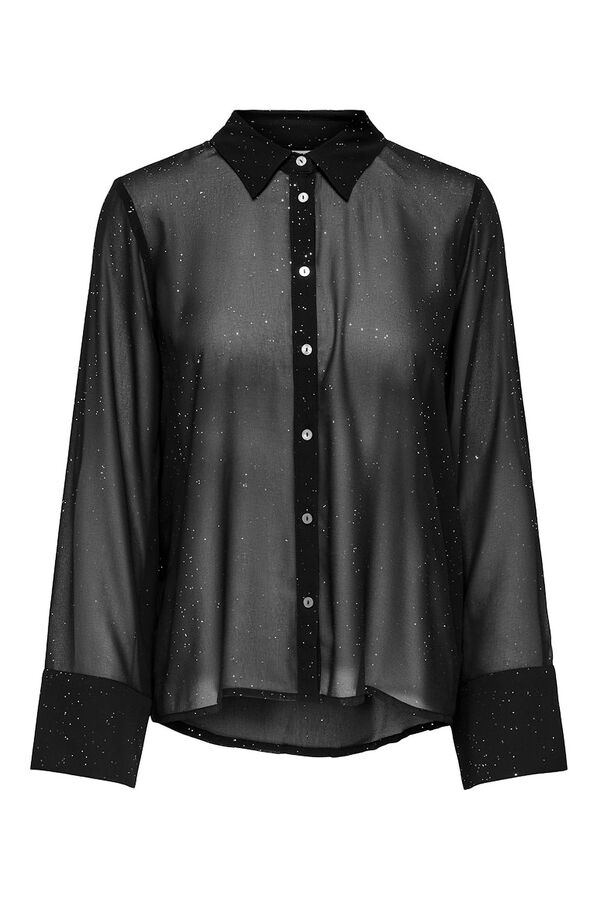 Only Camisa de chiffon com glitter preto