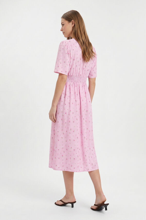 Pieces Vestido midi de manga corta estampado morado/lila
