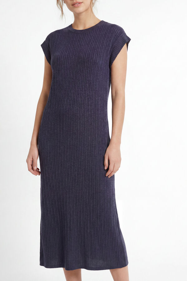 Pieces Vestido midi manga corta azul