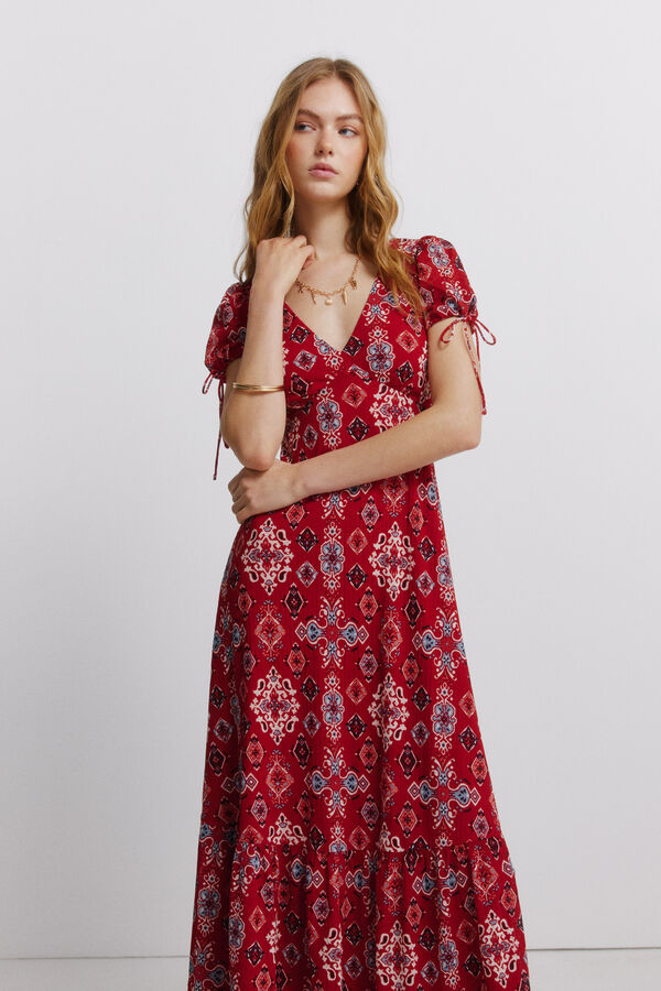 Springfield Short sleeve dress with bows red