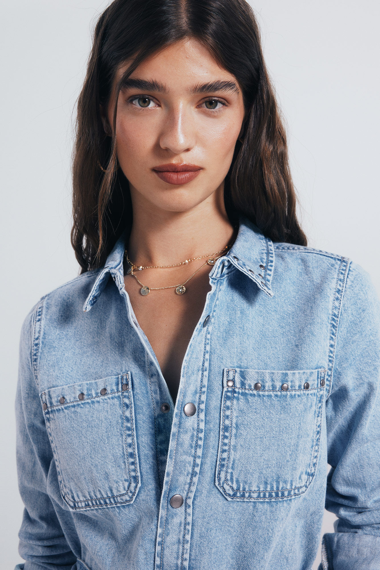 Springfield Studded denim shirt dress
