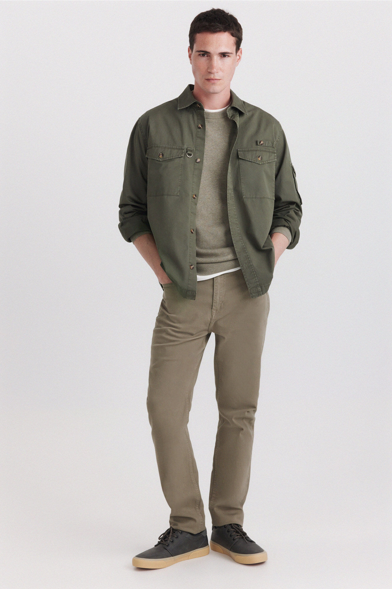 Springfield Washed slim fit 5-pocket trousers