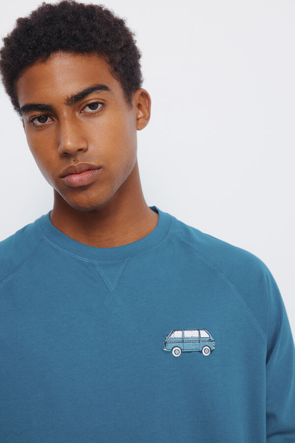 Springfield Long raglan sleeve long pyjamas with car trouser blue