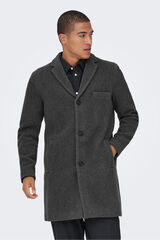 Only & Sons Abrigo de pa&ntilde;o lana gris