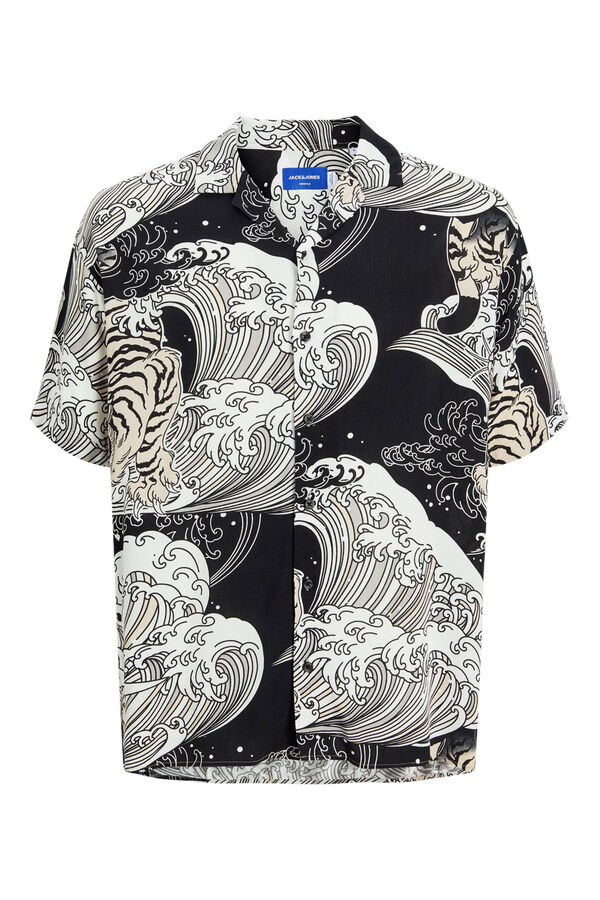 Springfield Japanese print short-sleeved shirt gray