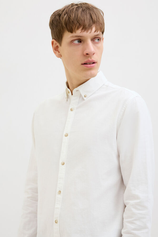 JJ REBEL Linen regular fit shirt white