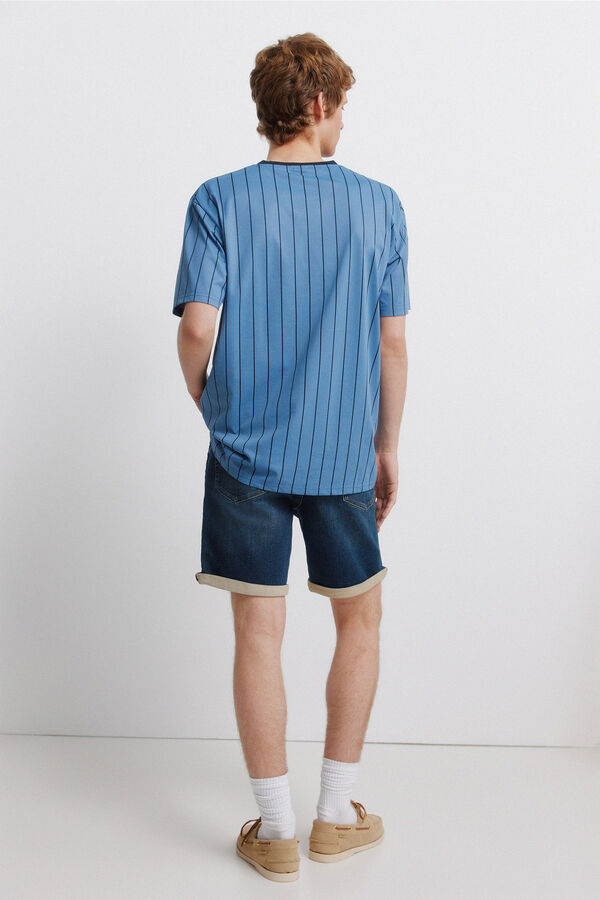 Springfield Dark knit denim Bermuda shorts blue