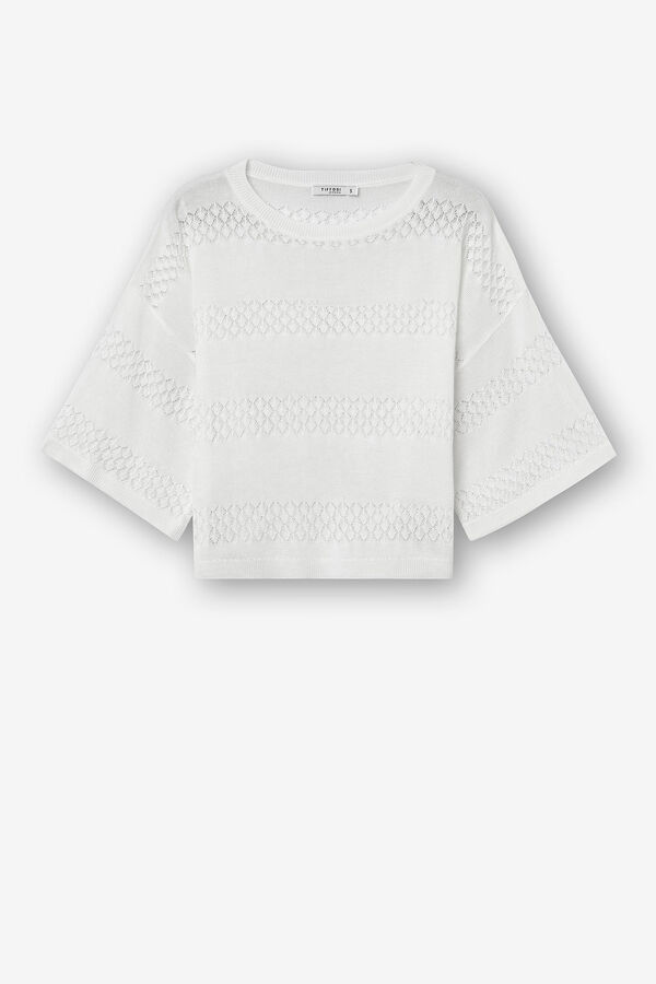Springfield Perforated jersey-knit jumper white