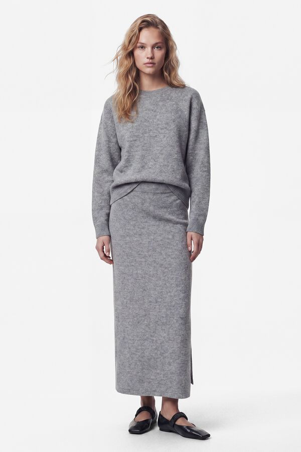 Pieces Knit long skirt grey