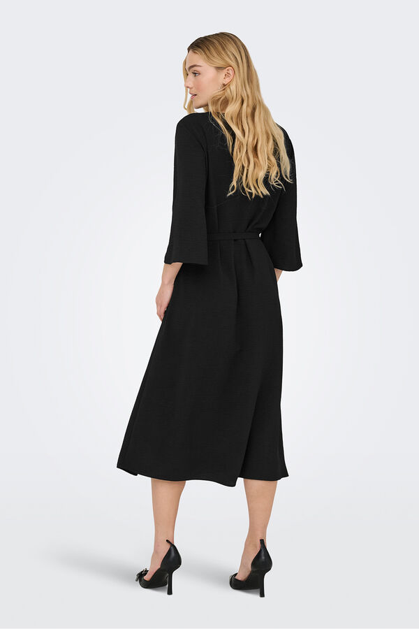 JDY Vestido midi manga 3/4 negro