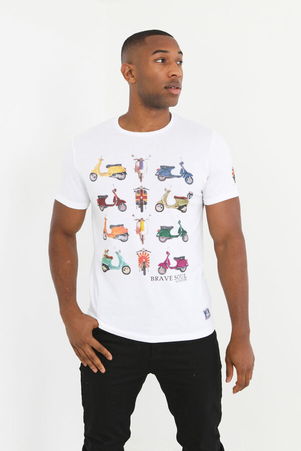 Brave Soul Short-sleeved Vespa T-shirt white