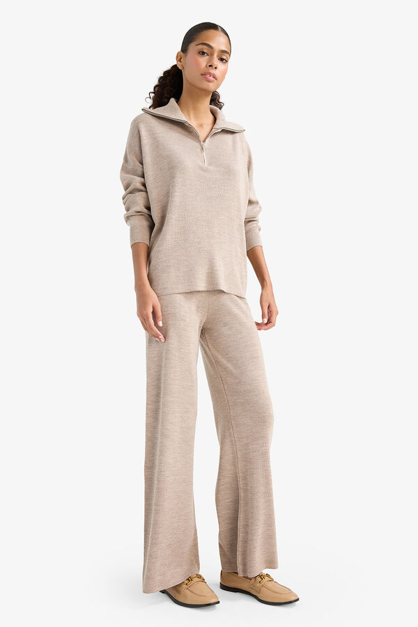 DeFacto Jersey con media cremallera beige