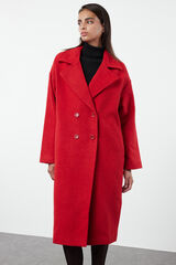 Trendyol Abrigo largo oversize de lana rojo