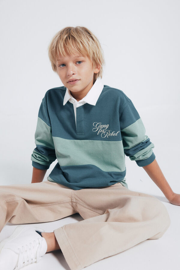 Springfield Kids Boy's long sleeve polo shirt Zelena
