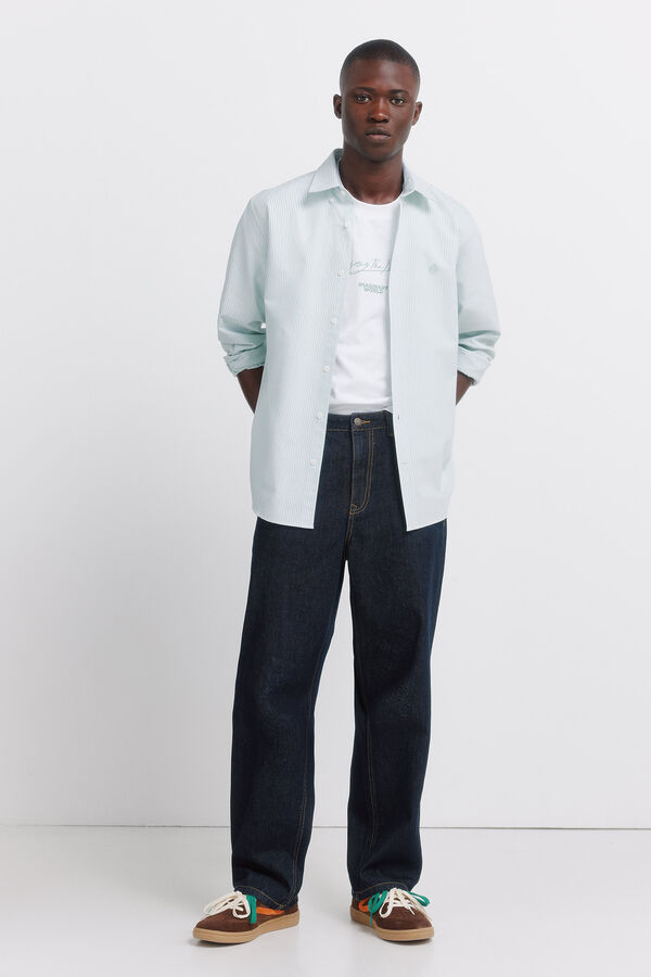 Springfield Striped oxford wrinkle free shirt green