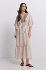Springfield Ruffle kaftan dress nude