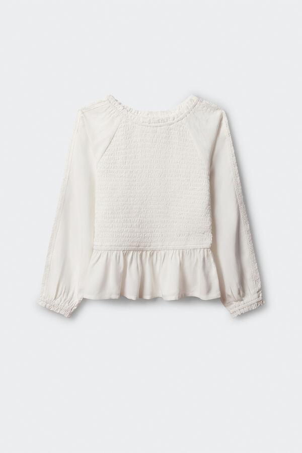 Springfield Kids Dečija naborana bluza Bela