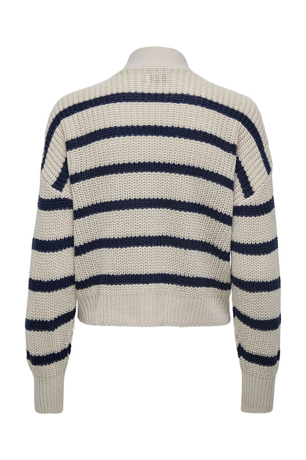 Only Cardig&atilde; riscas castanho