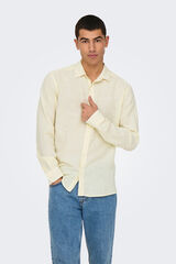 Only & Sons Camisa manga larga lino amarillo