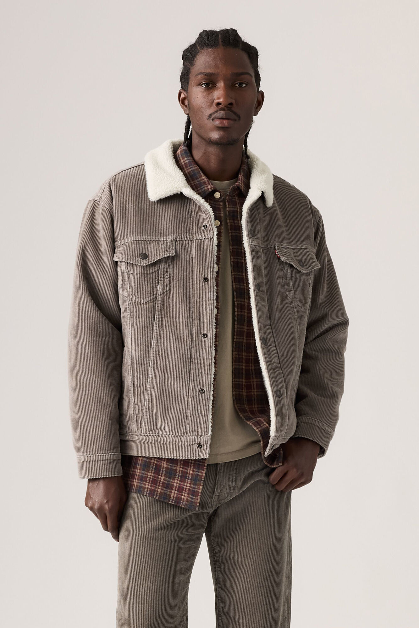 Denim jacket with faux shearling