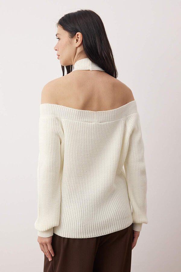 Trendyol Camisola fina de malha com decote em bico cru
