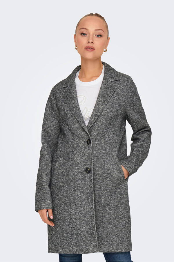 Only Abrigo largo de paño gris