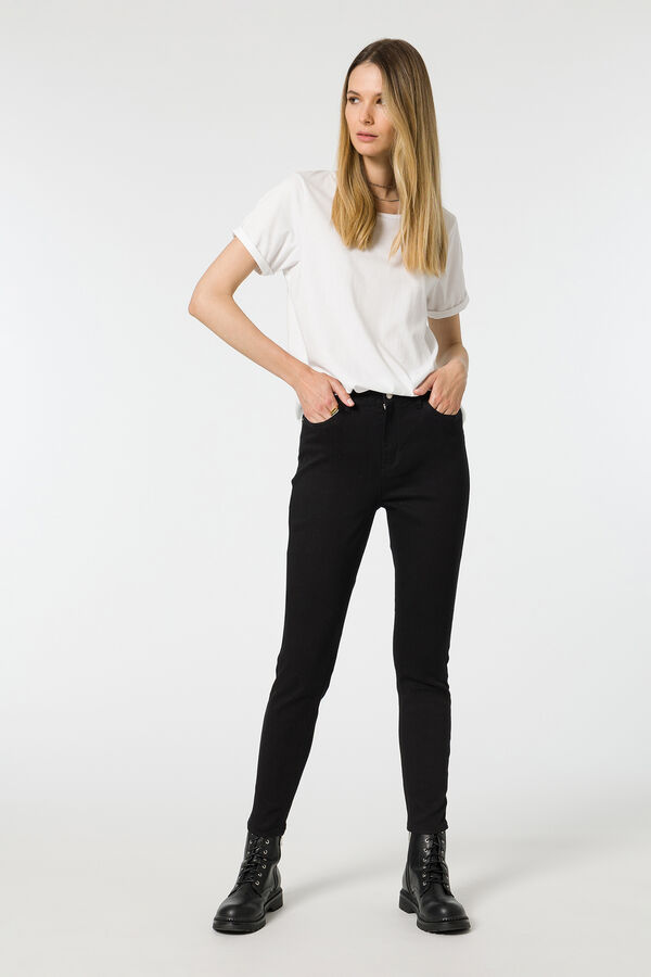 Tiffosi Cal&ccedil;a Jeans Skinny de Cintura Alta Lauren preto