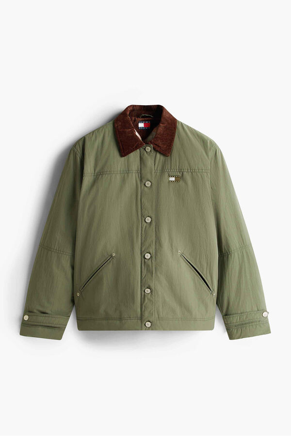 Tommy Jeans Chaqueta forrada con cuello pana kaki