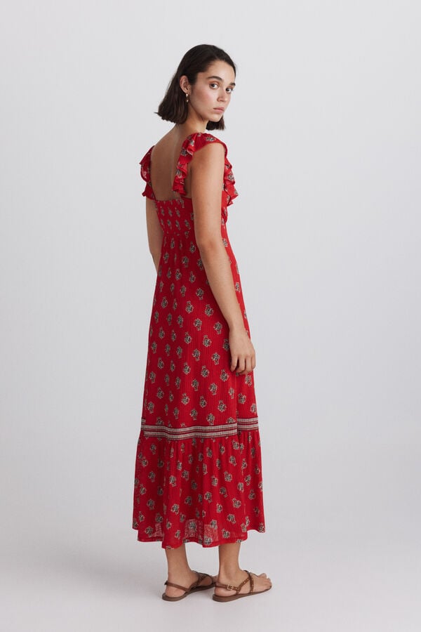 Springfield Vestido com folho no peito vermelho