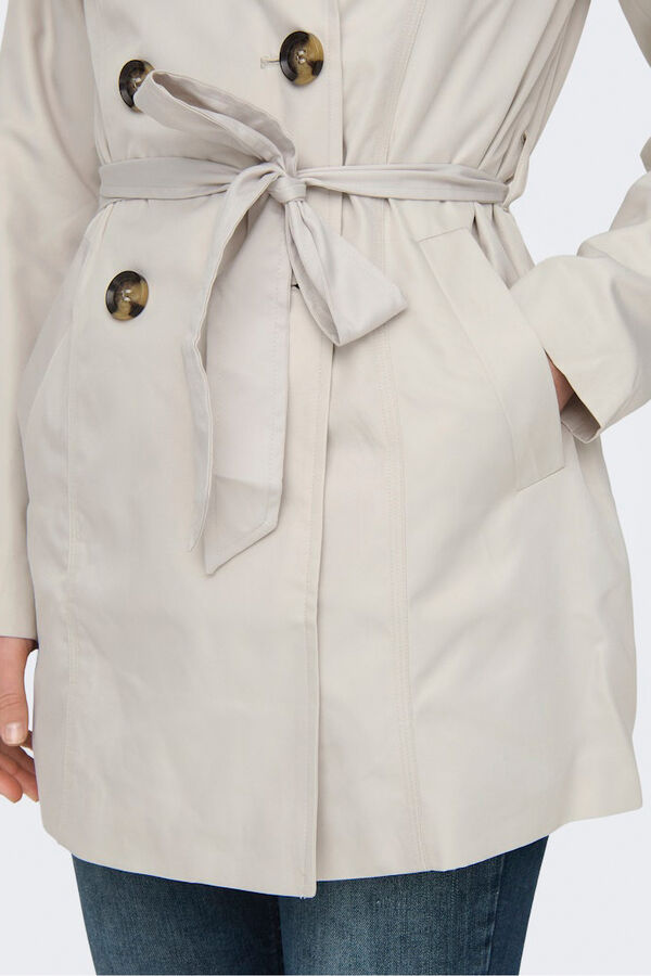 Only Belted midi trench coat grey