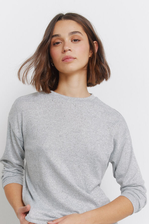 Springfield Front studded T-shirt grey