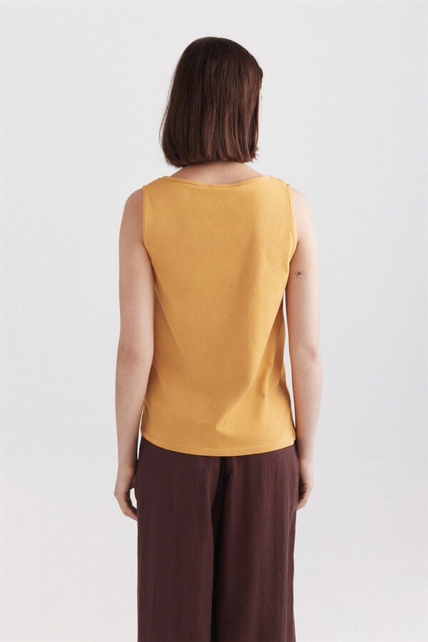 Springfield Embroidered neckline vest top printed