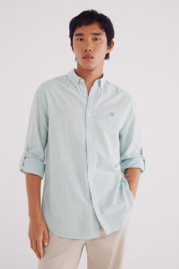 Springfield Camisa cotton slub rayas verde
