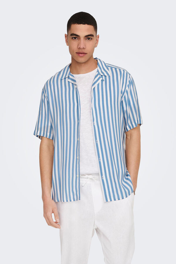 Springfield Striped shirt with short sleeves kék