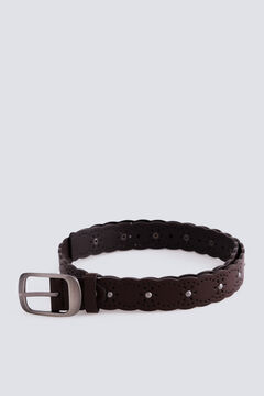 Springfield Ceinture marron &agrave; motif floral et clous