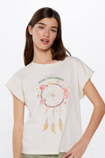 Springfield T-shirt "Keep Dreaming" castanho