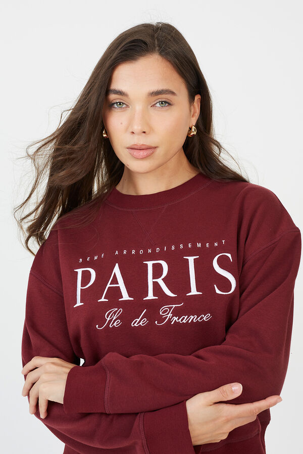 Brave Soul Sudadera con bordado burdeos