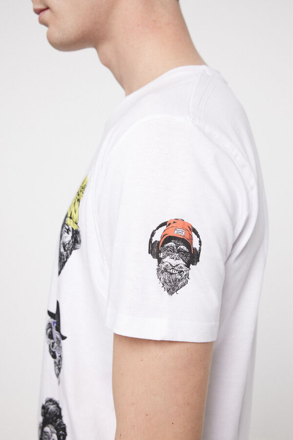 Springfield Short-sleeved T-shirt with monkey motif natural