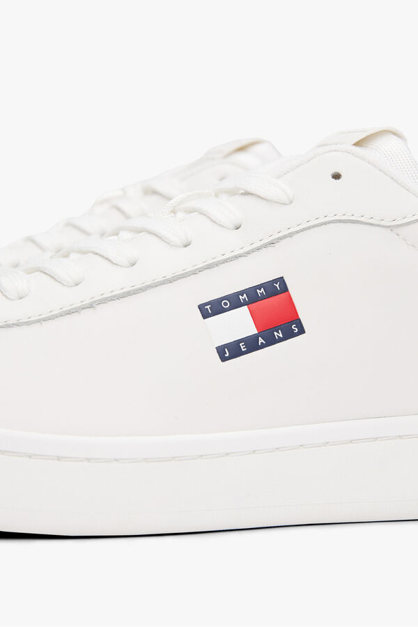 Tommy Jeans Zapatillas blancas con bandera de Tommy Jeans azul