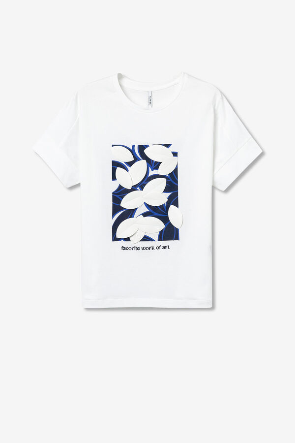 Springfield T-shirt Estampada com Apliques branco