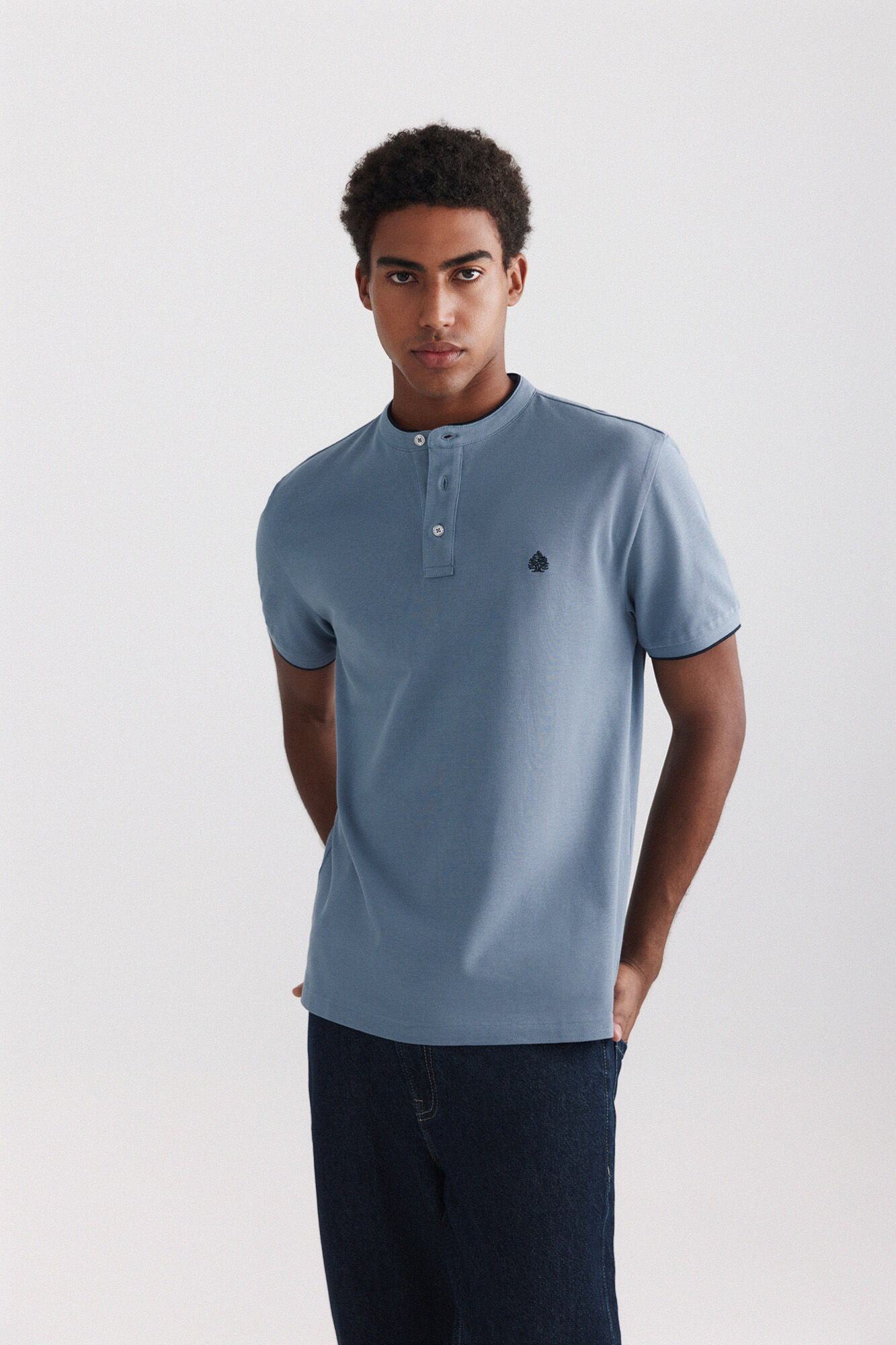 Springfield Piqu&eacute; mandarin collar slim fit polo shirt